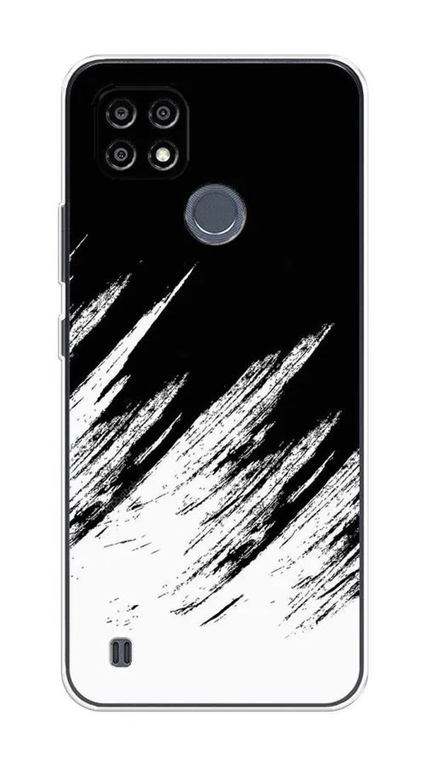 

Чехол Awog на Realme C25Y "Черно белые брызги", Белый;черный, 2510950-3