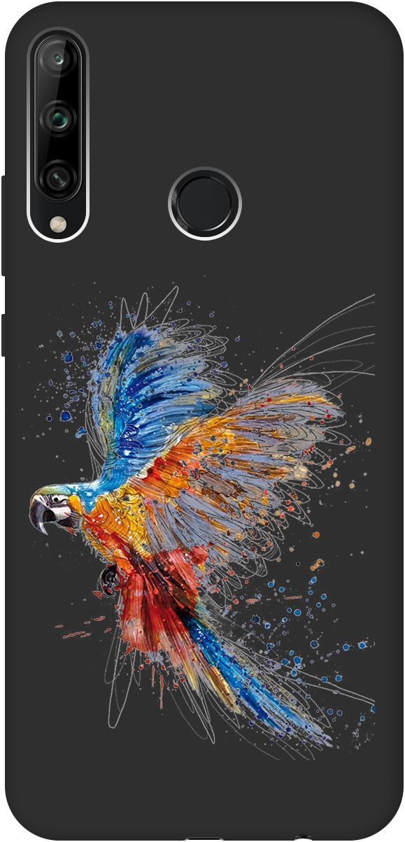 

Чехол на Honor 9C/Huawei P40 Lite E "Colorful Parrot" черный, Черный;красный, 605