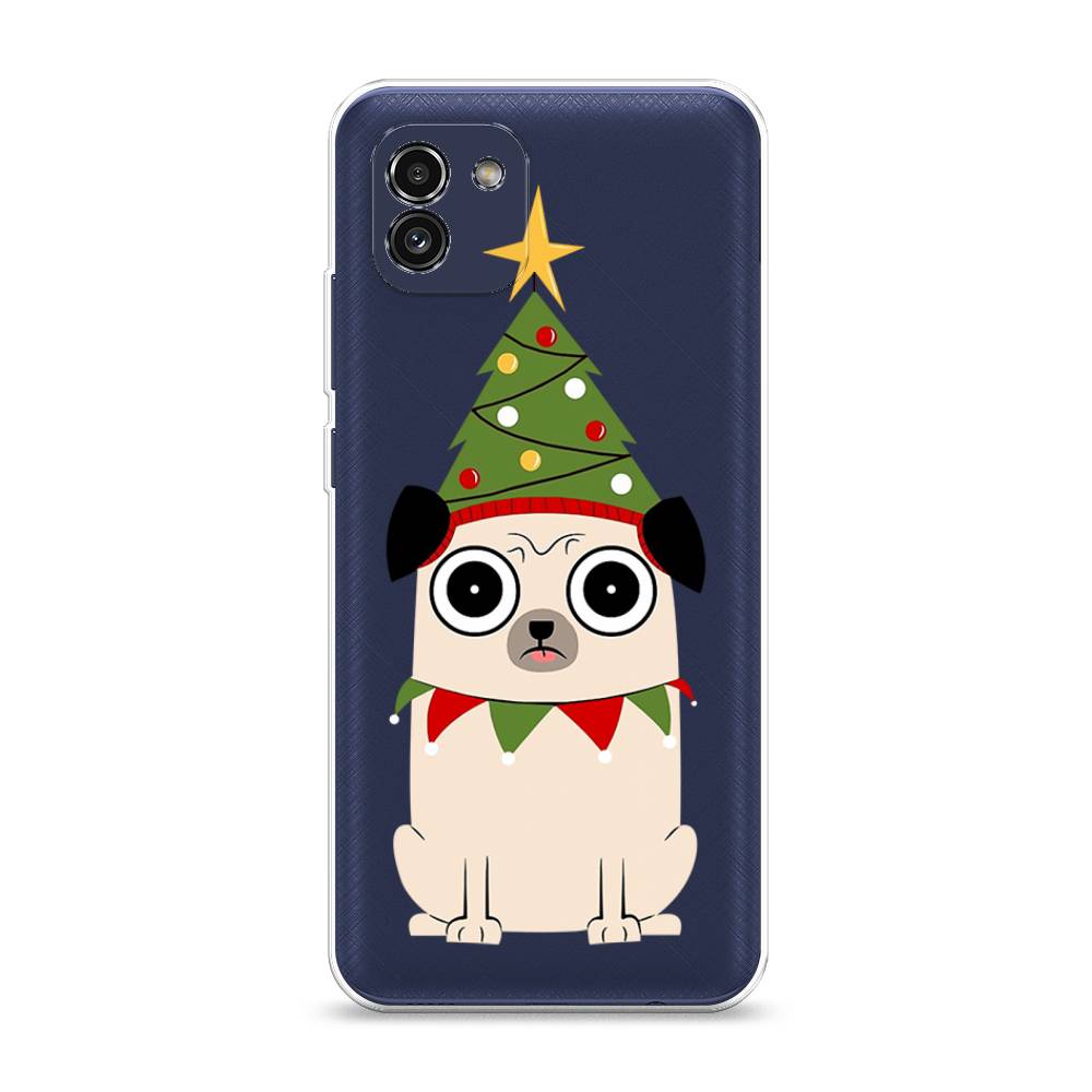 

Чехол на Samsung Galaxy A03 "Собачка с ёлочкой", Бежевый;красный;зеленый, 2104950-1
