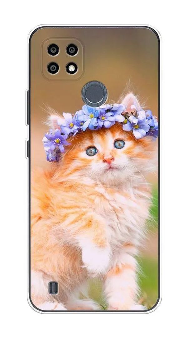

Чехол Awog на Realme C25Y "Рыжий кот в венке", Разноцветный, 2510950-1