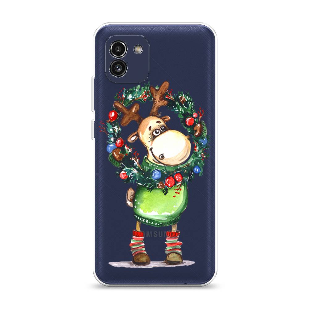 

Чехол на Samsung Galaxy A03 "Олень с новогодним венком", 2104950-4