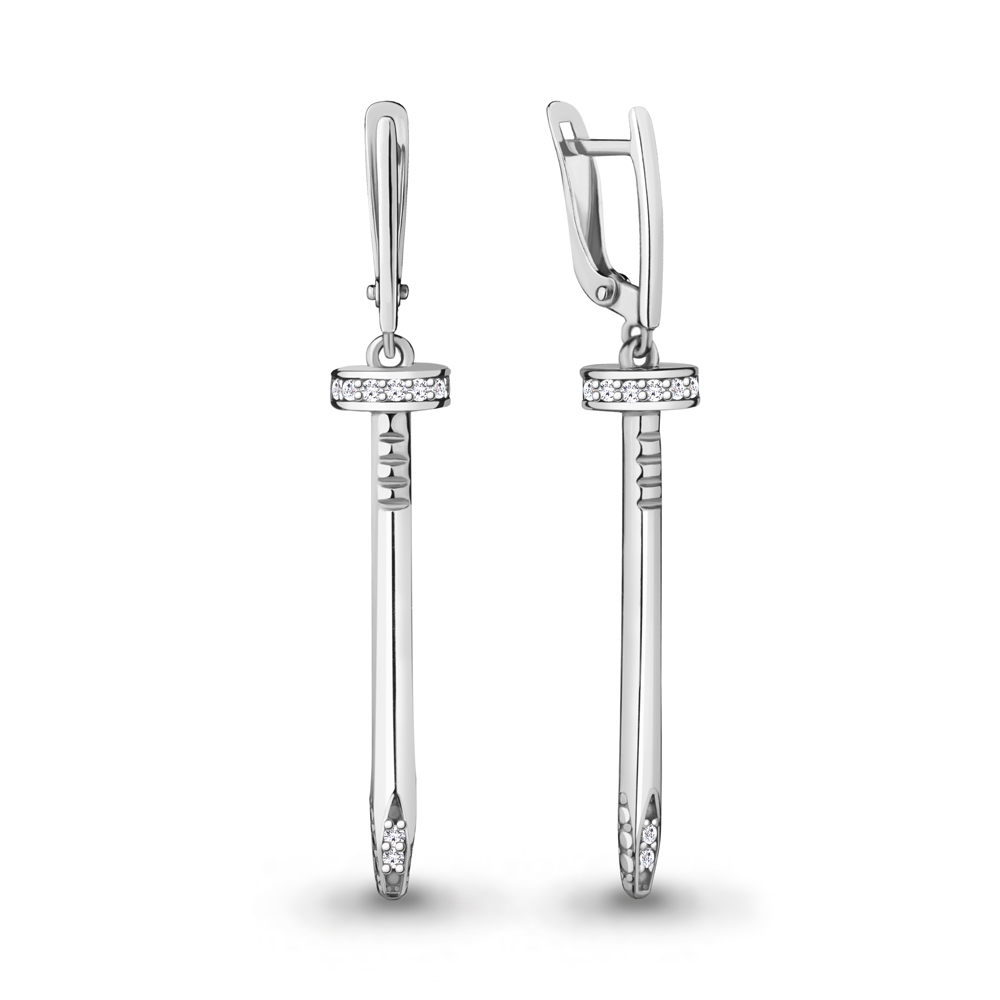 

Серьги из серебра с фианитом Aquamarine Aquamarine 48381А_925_р, 48381А_925_р