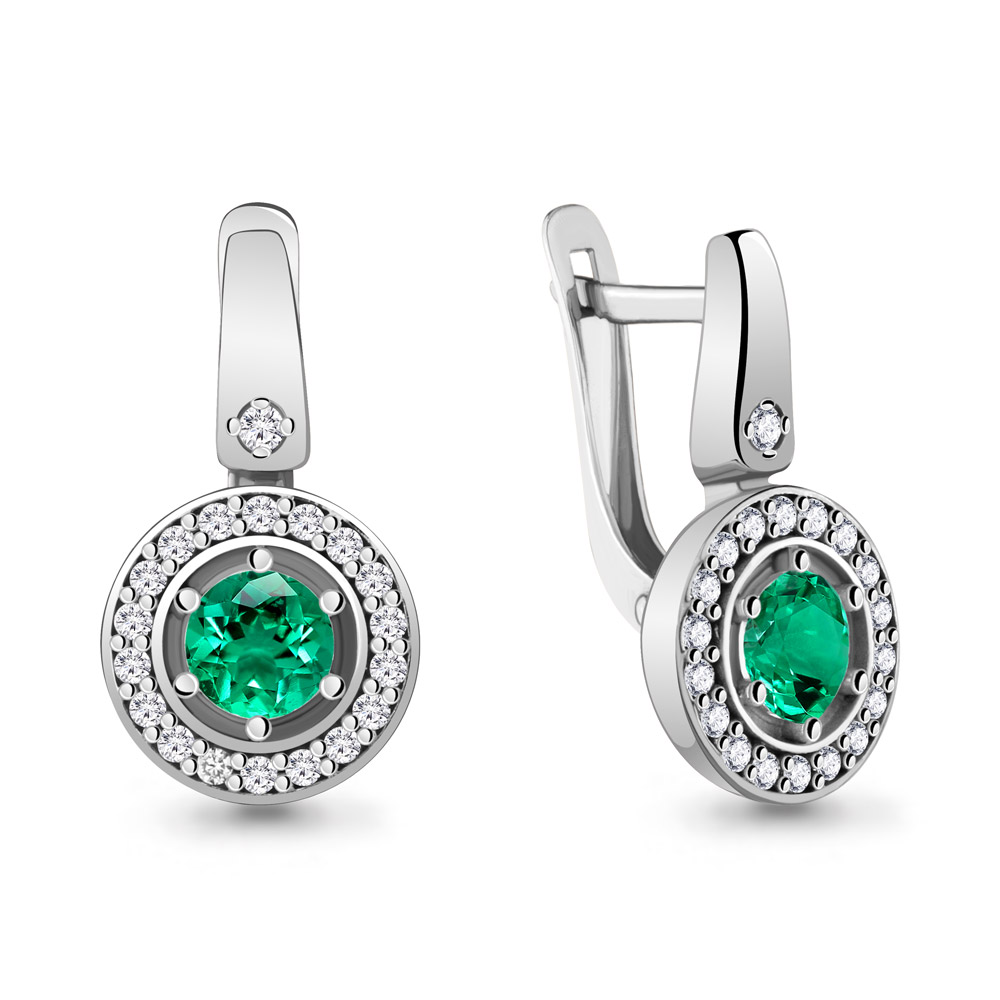 

Серьги из серебра с изумрудом искусственным\фианитом Aquamarine Aquamarine 48354АГ_925_р, 48354АГ_925_р
