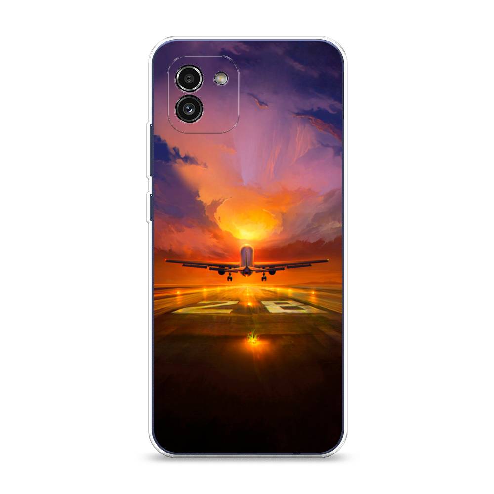 

Чехол на Samsung Galaxy A03 "Самолет на посадке", Оранжевый;синий, 2104950-6