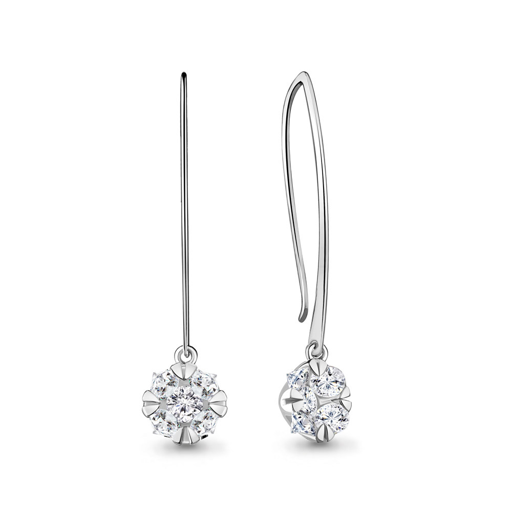 

Серьги из серебра с фианитом Aquamarine Aquamarine 48343А_925_р, 48343А_925_р