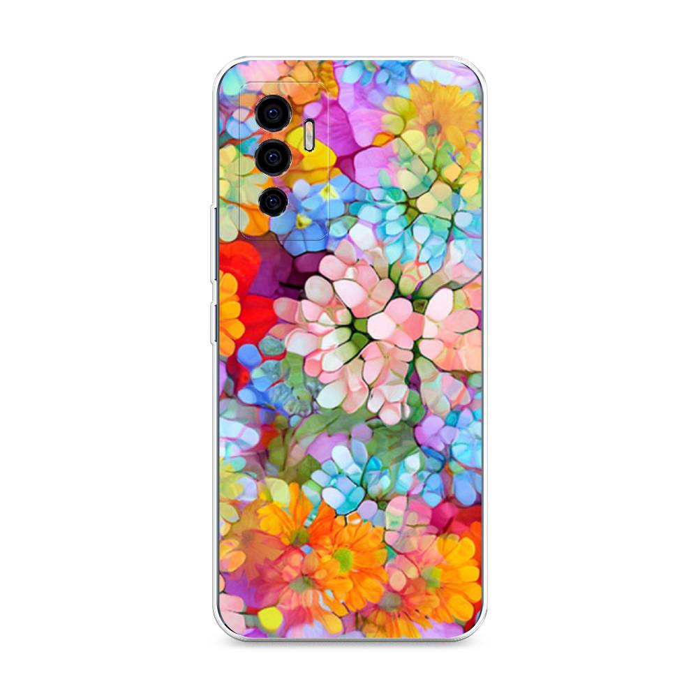 

Чехол на Vivo V23e "Цветы витраж", Оранжевый;розовый;голубой, 265950-3