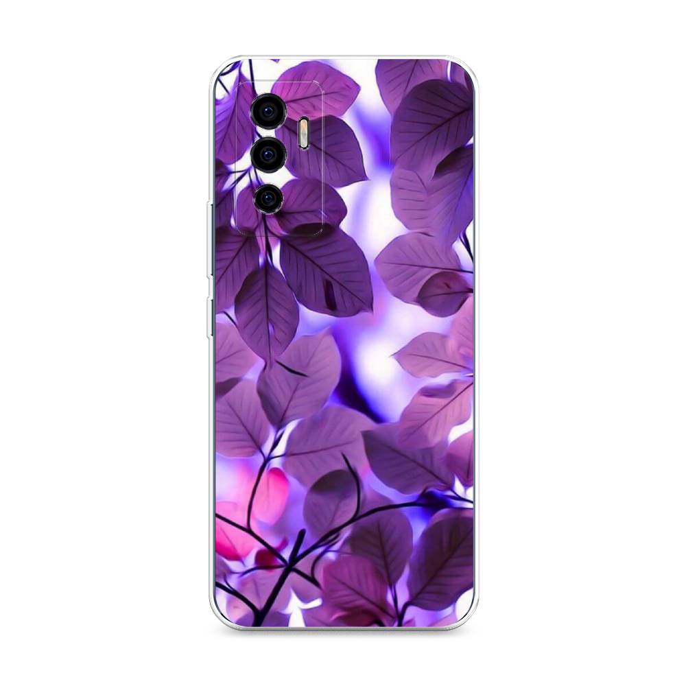 

Чехол на Vivo V23e "Сиреневые листики", Фиолетовый;голубой, 265950-2