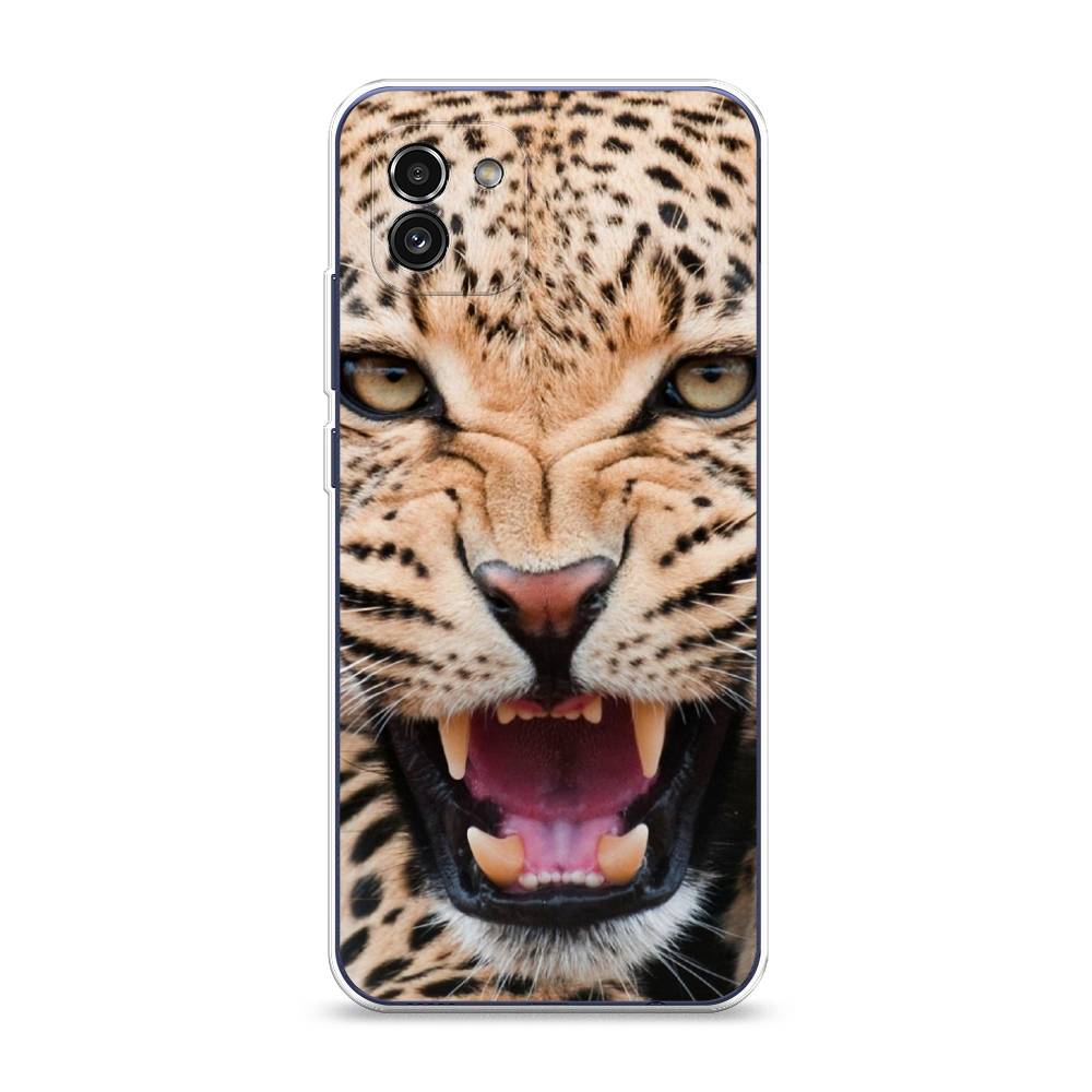 

Чехол на Samsung Galaxy A03 "Леопард 3d", Бежевый;черный, 2104950-6
