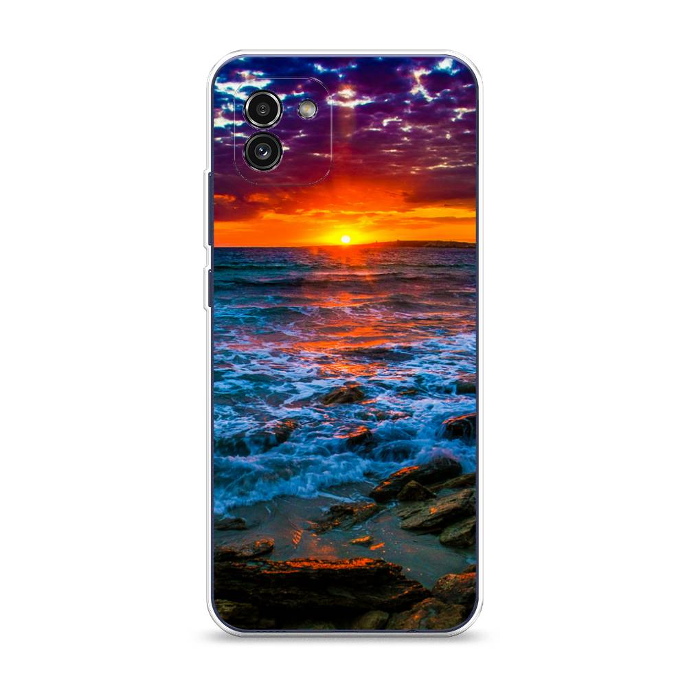 

Чехол на Samsung Galaxy A03 "Закат 1", Оранжевый;синий, 2104950-2