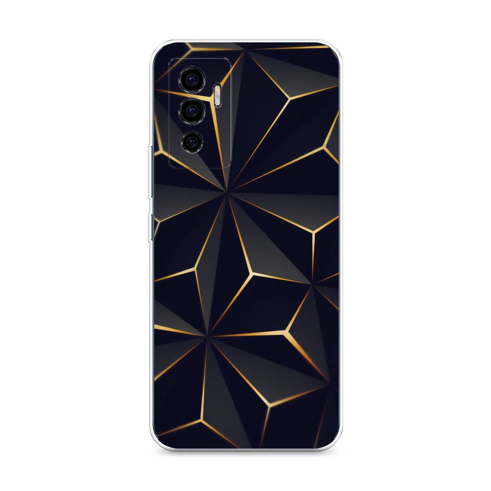 

Чехол на Vivo V23e "Черные полигоны", Золотистый;черный, 265950-3