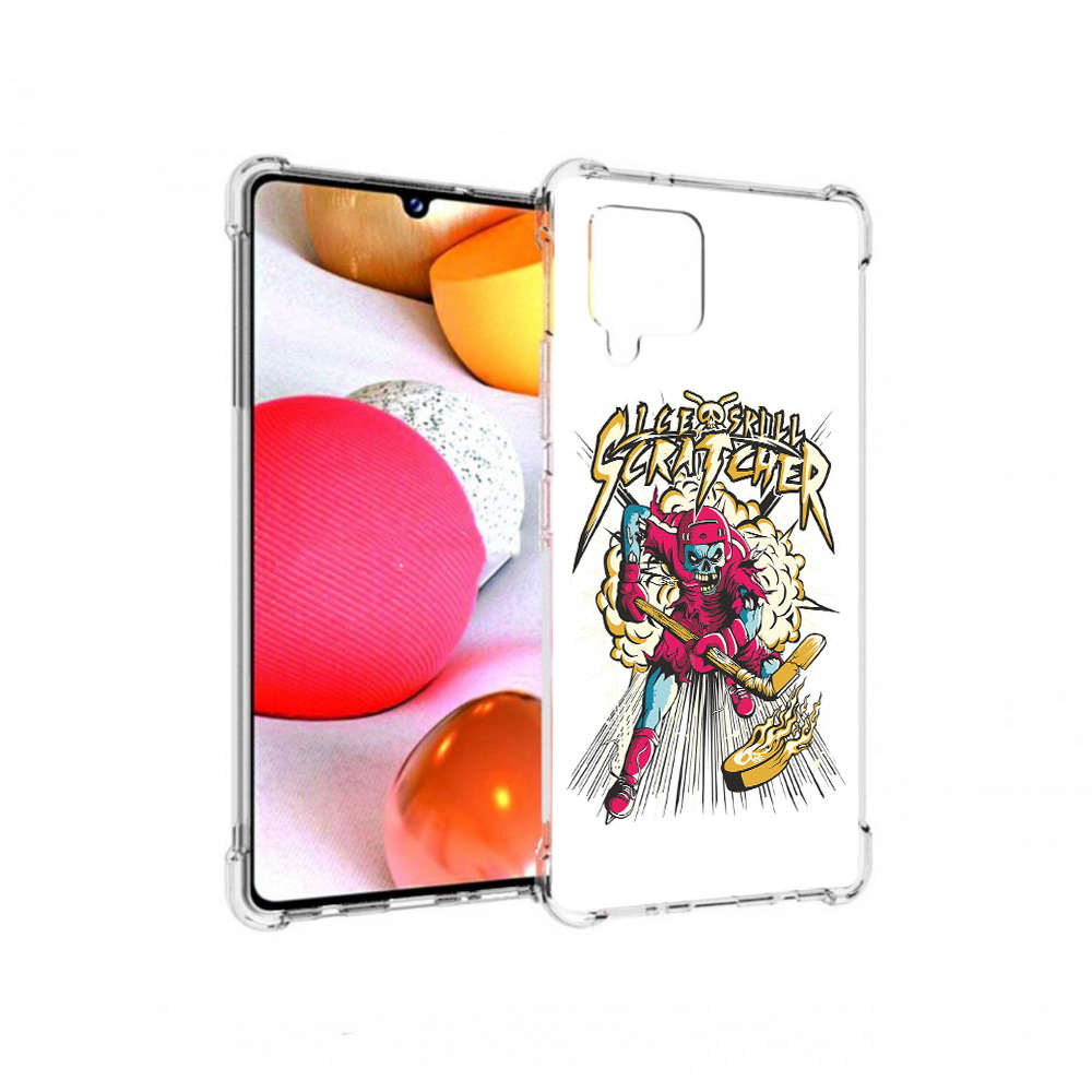 

Чехол MyPads Tocco для Samsung Galaxy A42 нарисованный скелет хоккеист (PT226910.539.514), Прозрачный, Tocco