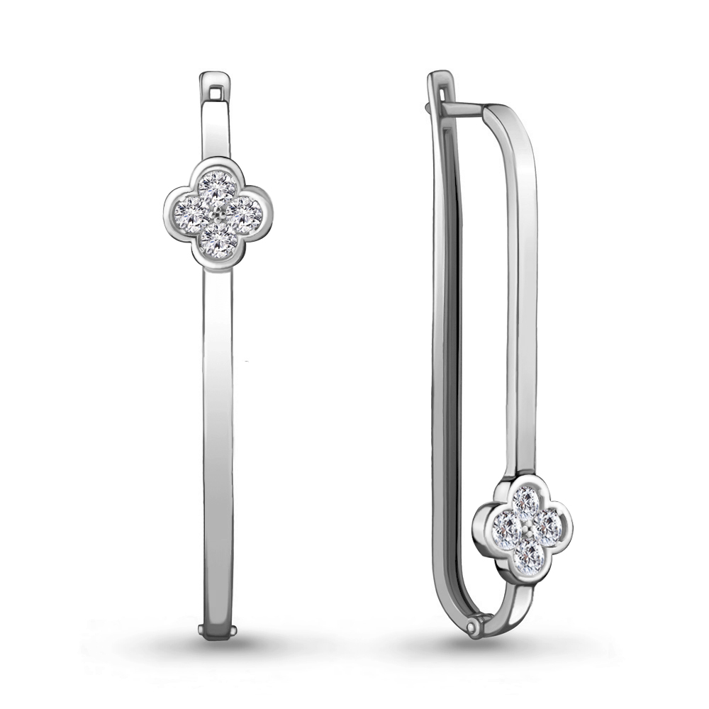 

Серьги из серебра с фианитом Aquamarine Aquamarine 48155А_925_р, 48155А_925_р
