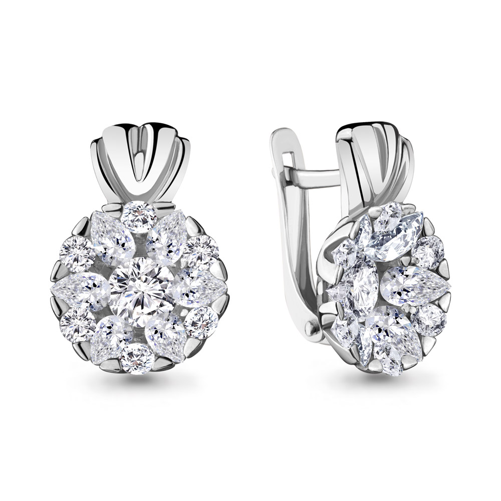 

Серьги из серебра с фианитом Aquamarine Aquamarine 48112А_925_р, 48112А_925_р