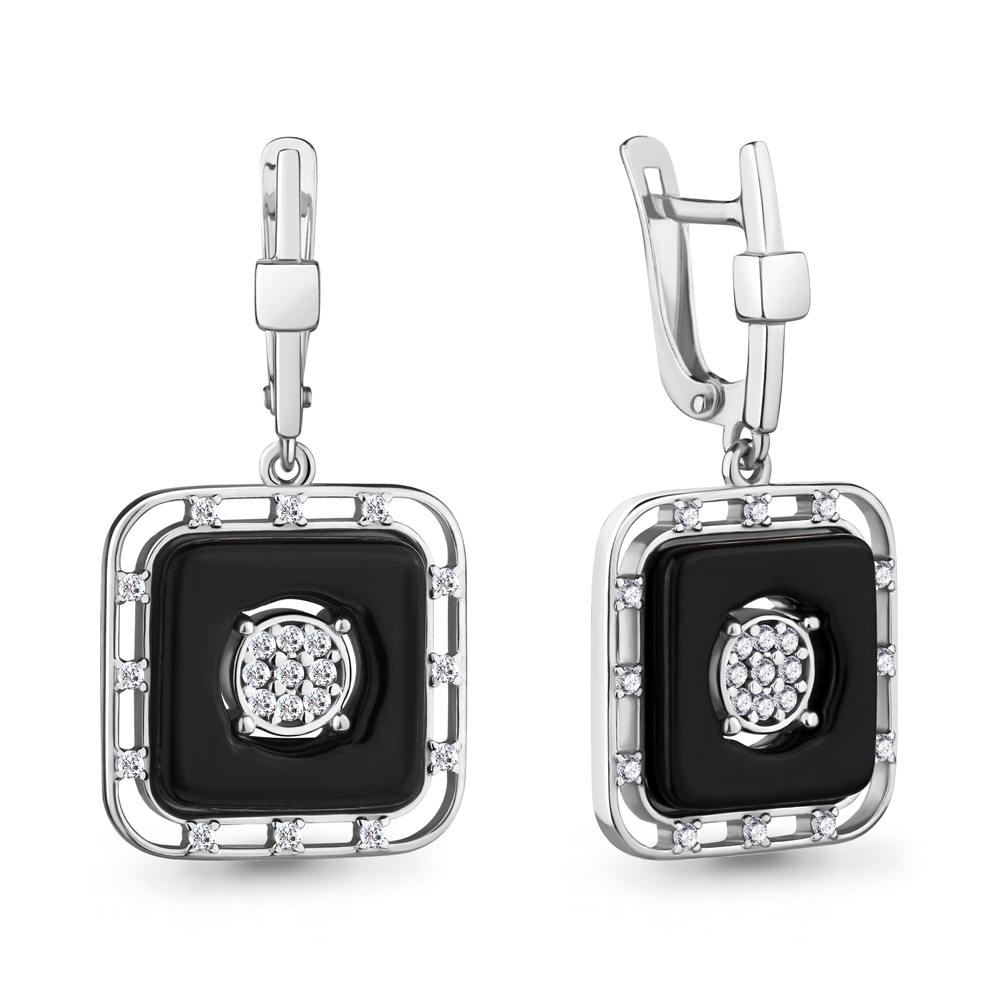 

Серьги из серебра с керамикой\фианитом Aquamarine Aquamarine 48092А_925_р, 48092А_925_р