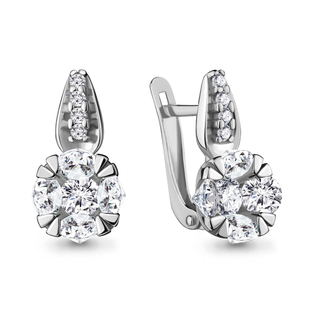 

Серьги из серебра с фианитом Aquamarine Aquamarine 48061А_925_р, 48061А_925_р