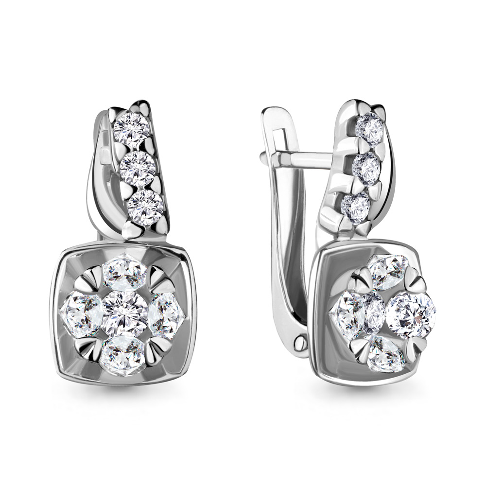 

Серьги из серебра с фианитом Aquamarine Aquamarine 48052А_925_р, 48052А_925_р