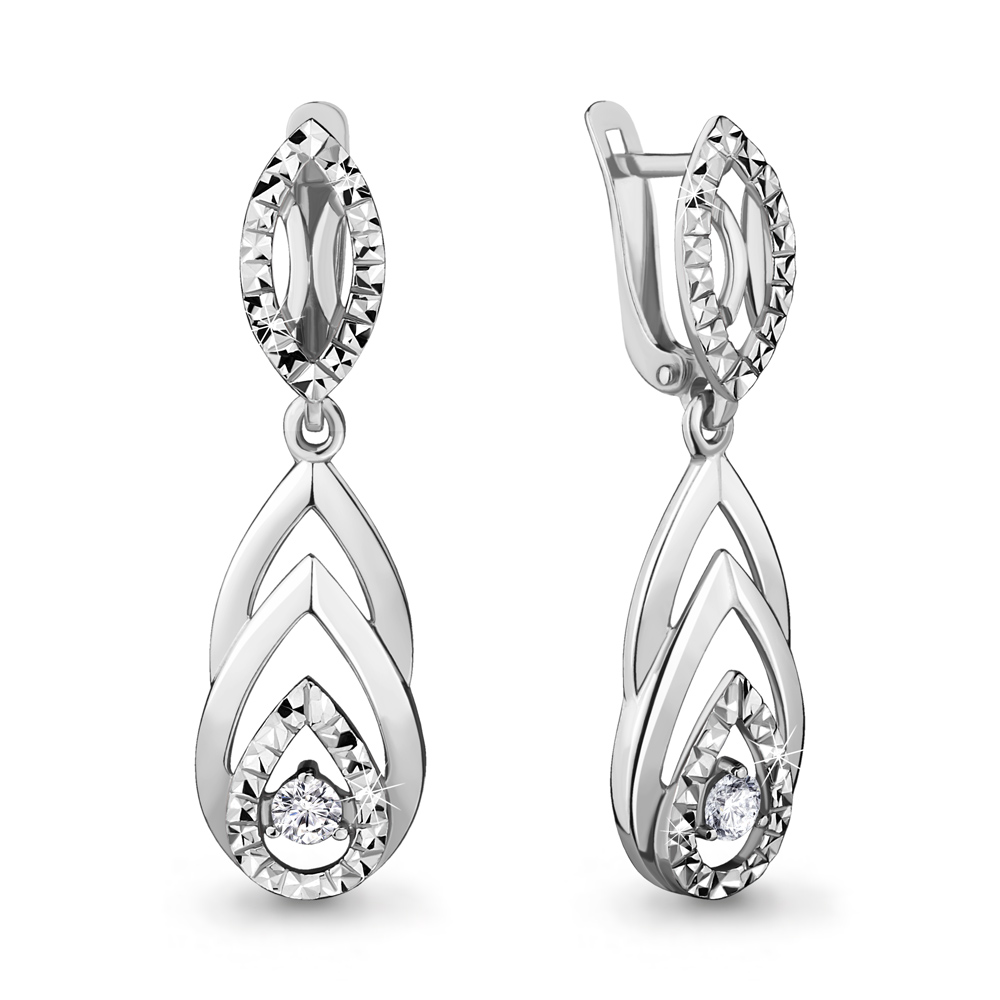 

Серьги из серебра с фианитом Aquamarine Aquamarine 48031А_925_р, 48031А_925_р