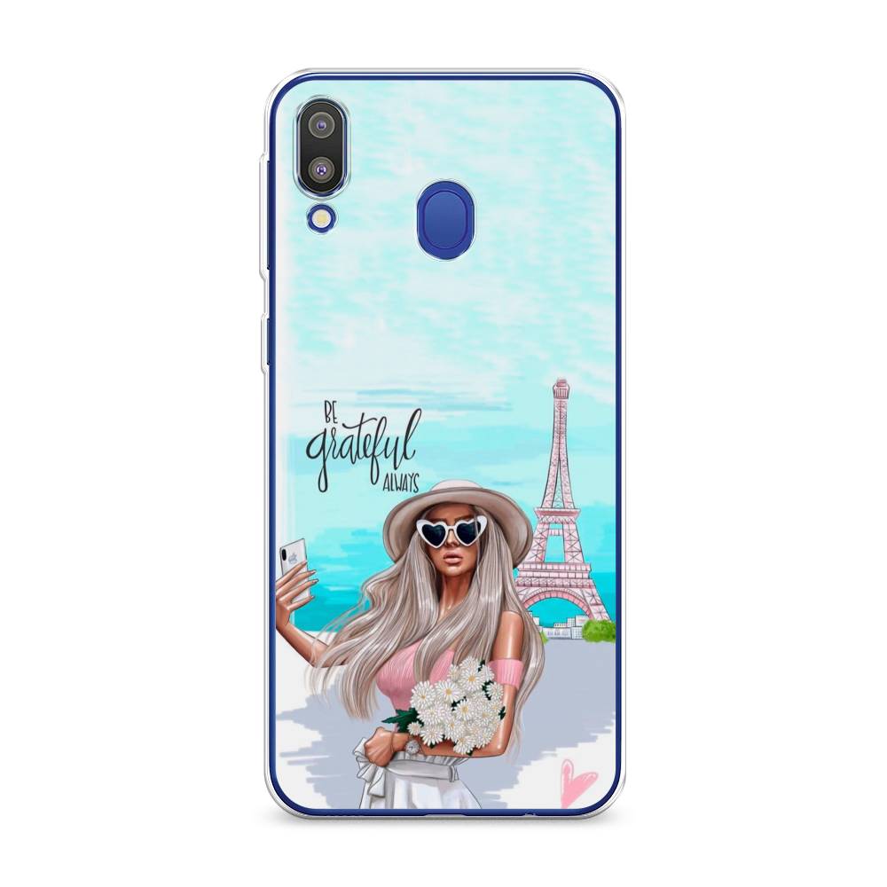 

Чехол на Samsung Galaxy M20 "Селфи Париж", Голубой;бежевый, 27450-6