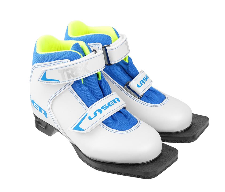 фото Ботинки лыжные 75мм trek laser2 белые/логотип синий размер ru34 eu35 cm21,5