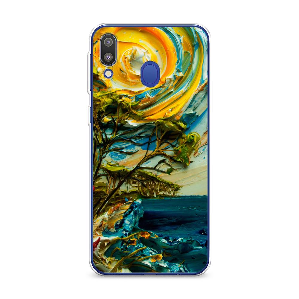 

Чехол на Samsung Galaxy M20 "Солнце живопись", Желтый;синий, 27450-4