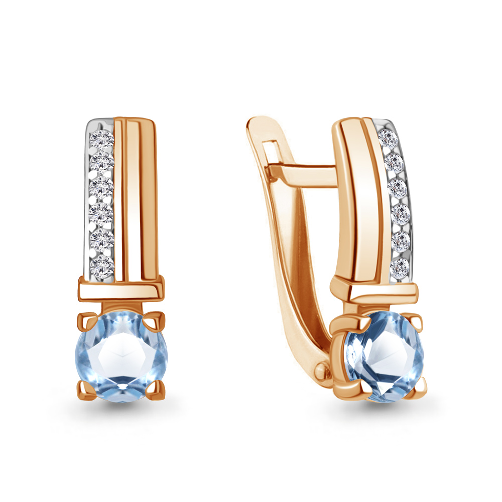 

Серьги из серебра с топазом\фианитом Aquamarine Aquamarine 4797305А_925_з, 4797305А_925_з