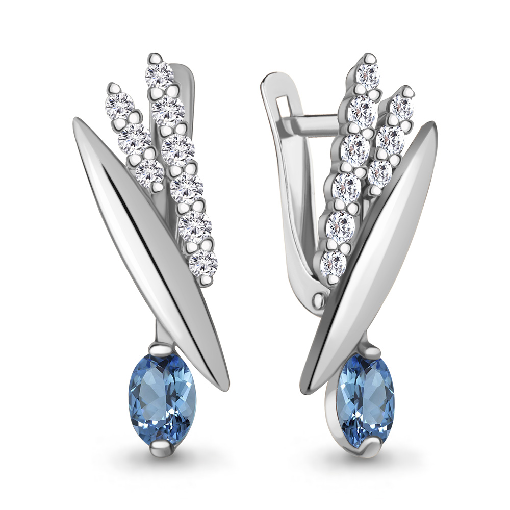 

Серьги из серебра с топазом\фианитом Aquamarine Aquamarine 4796505А_925_р, 4796505А_925_р