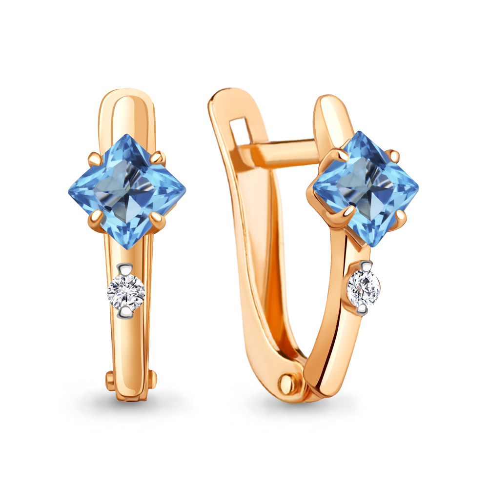 

Серьги из серебра с топазом\фианитом Aquamarine Aquamarine 4793605А_925_з, 4793605А_925_з
