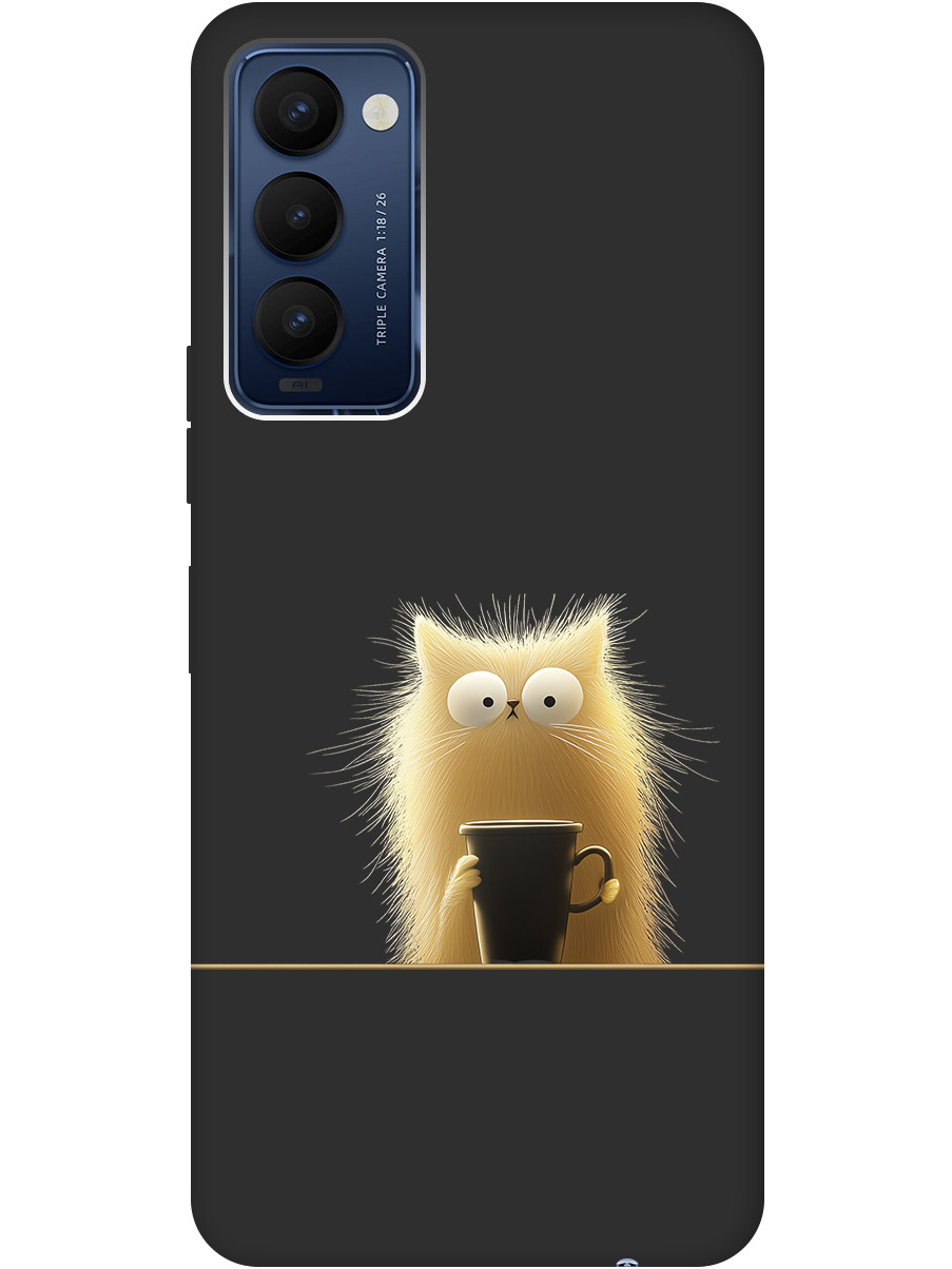 

Силиконовый чехол на Tecno Camon 18 / 18P с принтом "Котик с кружкой" матовый черный, Золотистый;белый;черный, 741735912