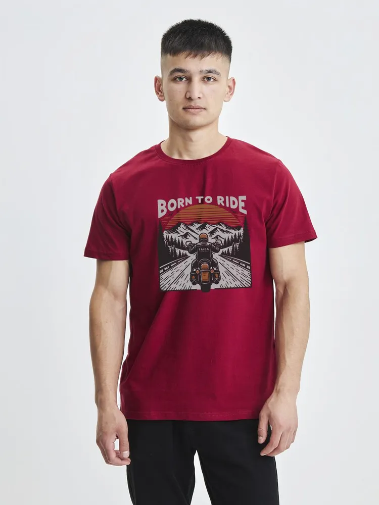 

Футболка унисекс Тайга. Сибирская марка одежды Born to ride бордовая 3XL, Бордовый, Born to ride