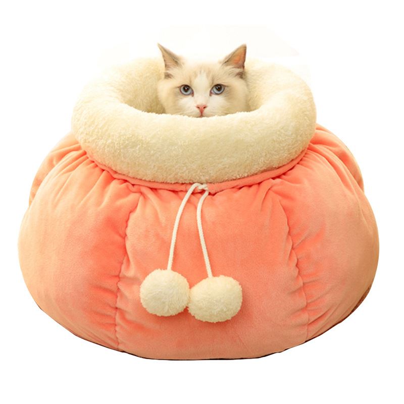 Лежак для кошек Тыква, Bentfores, 45 х 45 см, розовый/белый