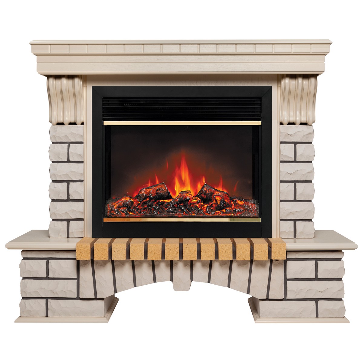 

Электрокамин RealFlame Country WT с MoonBlaze BR Lux S, звуковая имитация, Электрокамин Country 26 WT с очагом Moonblaze Deluxe Brass