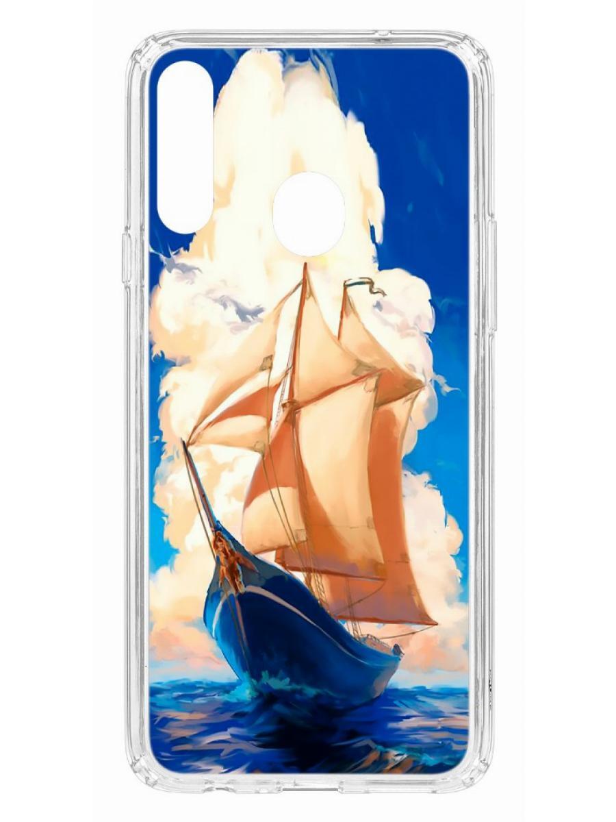 

Чехол на Samsung Galaxy A20S Kruche Print Парусник, Прозрачный;разноцветный;черный;белый
