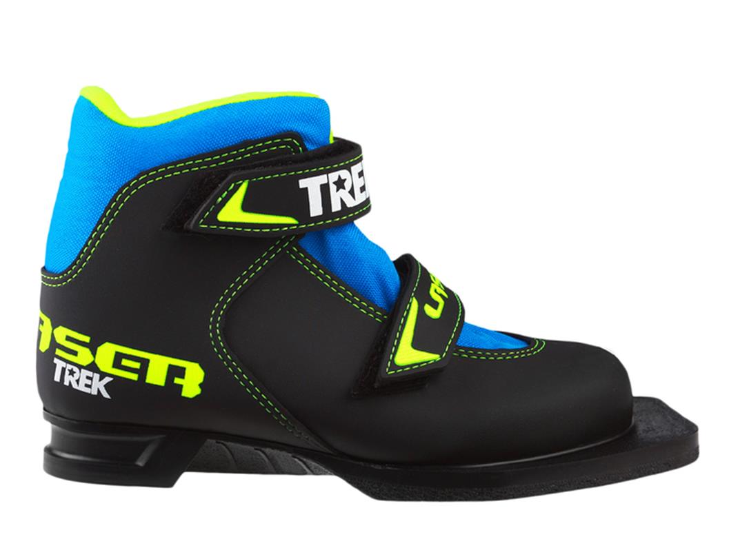 Ботинки лыжные 75мм TREK Laser1 черные/логотип лайм неон размер RU31 EU32 CM19