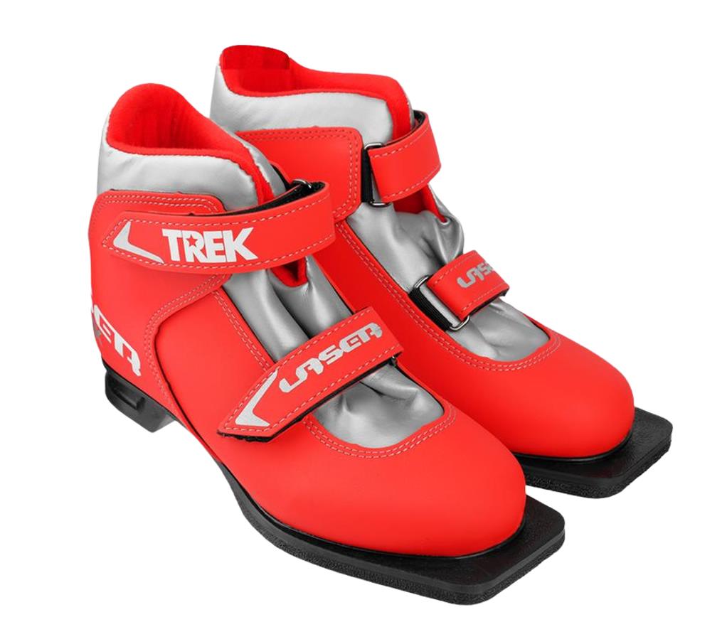 фото Ботинки лыжные 75мм trek laser3 красные/логотип серебристый размер ru35 eu36 cm22,5