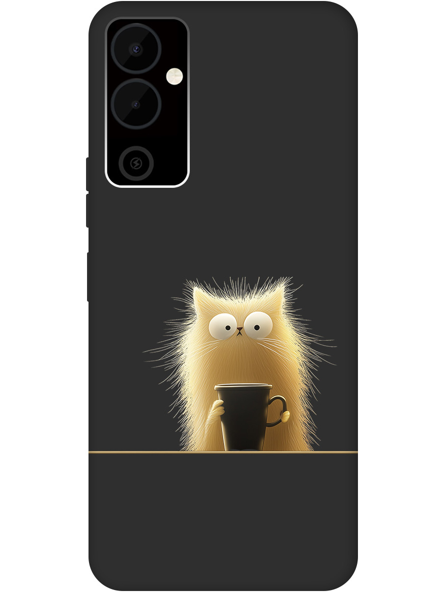 

Силиконовый чехол на Tecno Pova Neo 2 с принтом "Котик с кружкой" матовый черный, Золотистый;белый;черный, 778682412