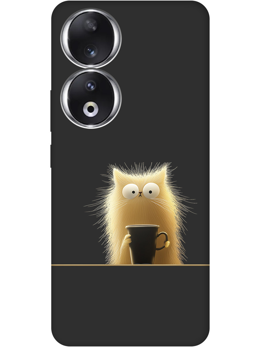 

Силиконовый чехол на Honor 90 с принтом "Котик с кружкой" матовый черный, Золотистый;белый;черный, 772618112