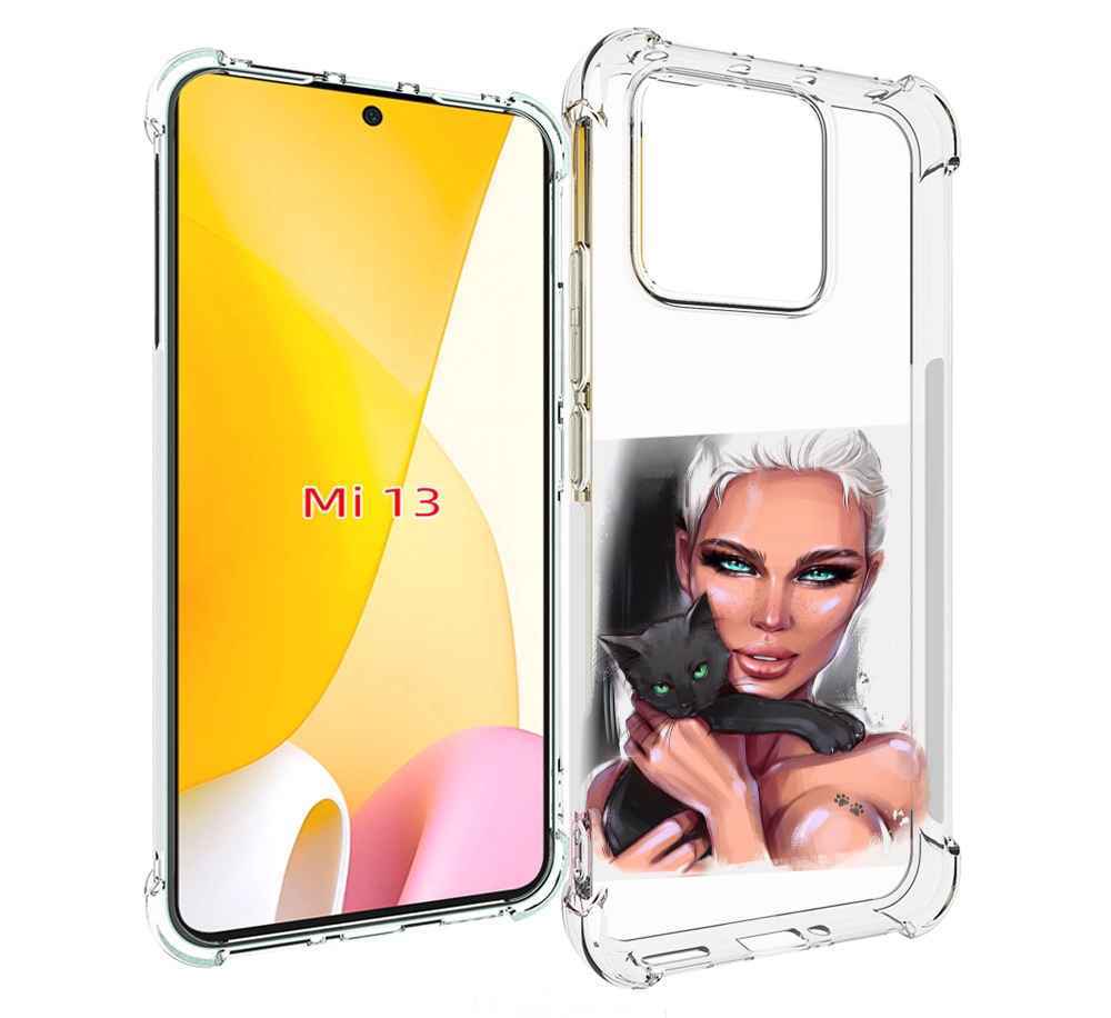 

Чехол MyPads девушка-с-черным-котиком женский для Xiaomi 13, Прозрачный, Tocco