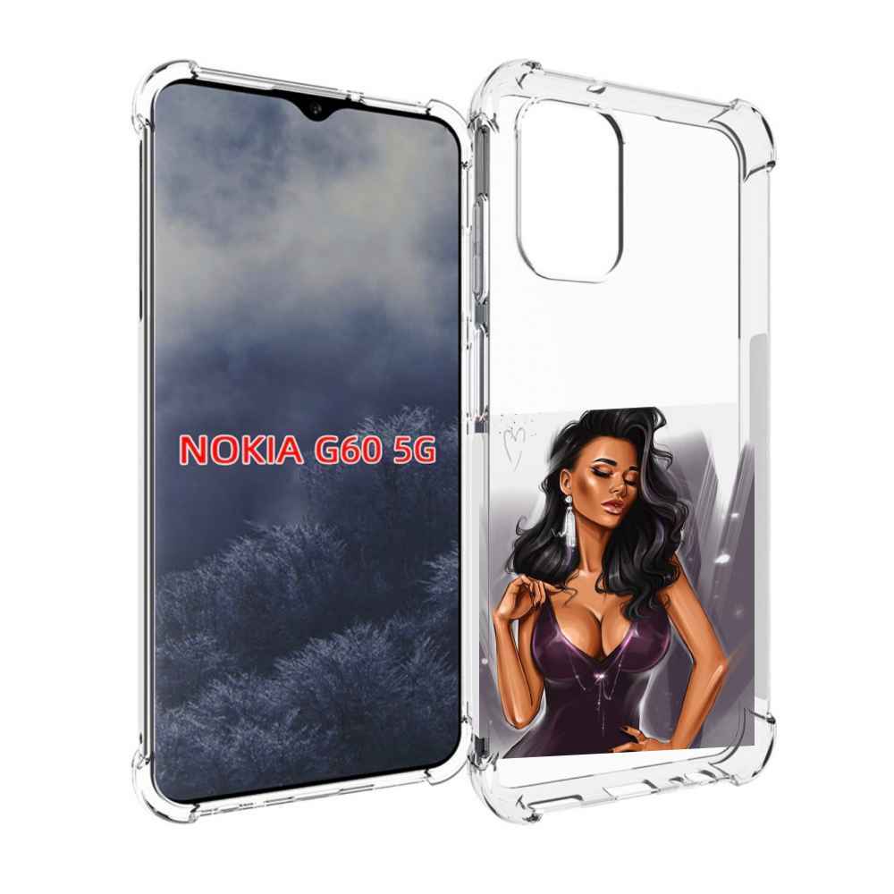 фото Чехол mypads нарисованная-девушка-в-фиолетовом-платье женский для nokia g60 5g