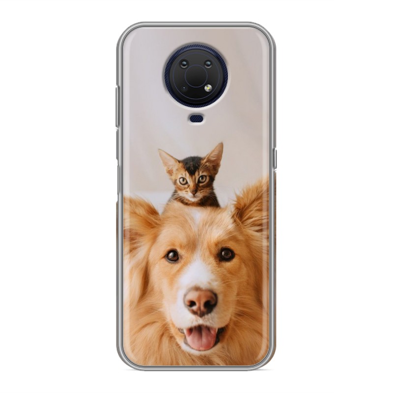 

Дизайнерский силиконовый чехол для Nokia G10 Собака и котенок
