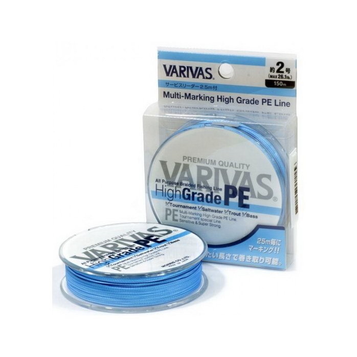 

Плетеный шнур Varivas High Grade PE x4 150 м 1.5 Water Blue Blue-1.5