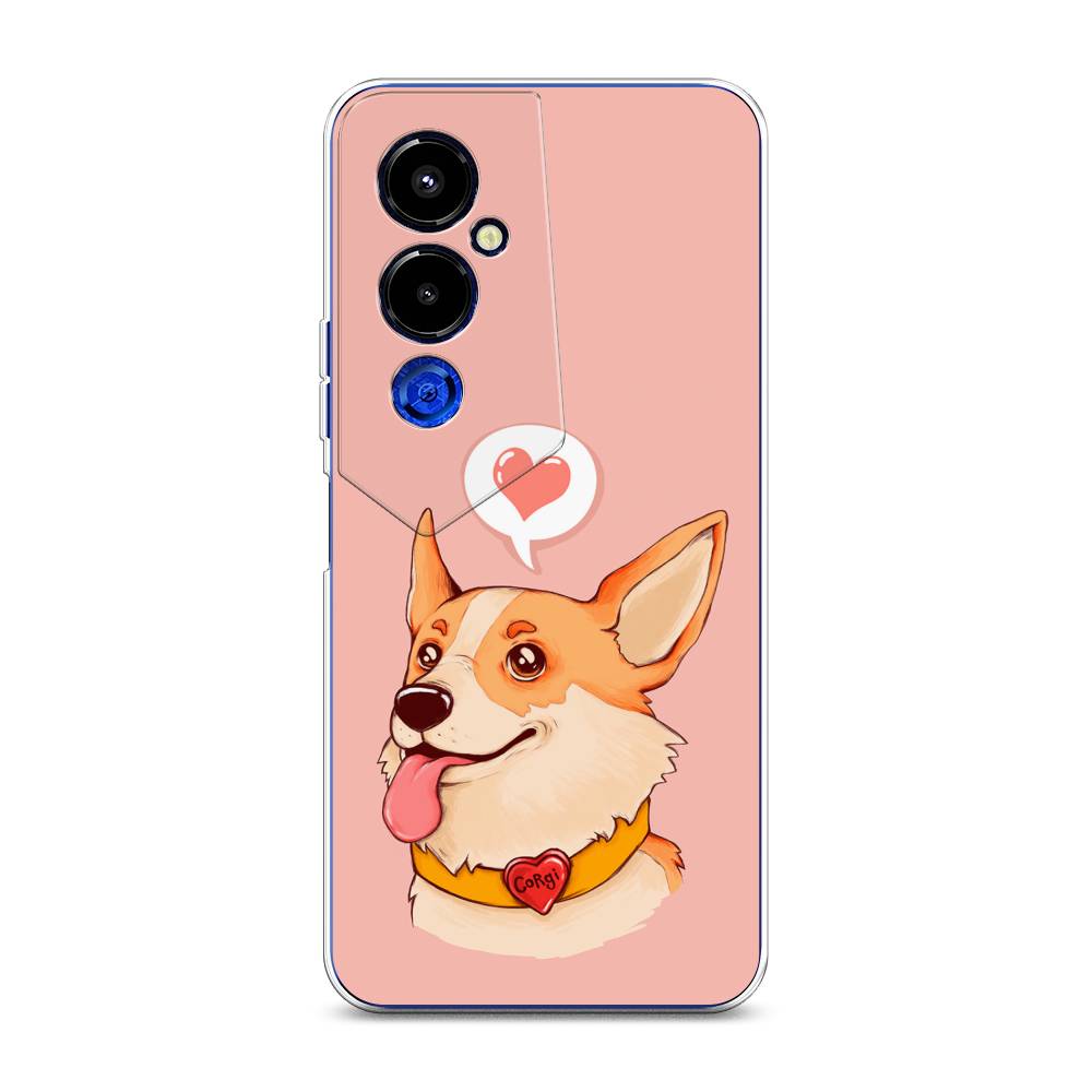 

Чехол на Tecno Pova 4 Pro "Корги язык", Розовый;коричневый, 302650-1