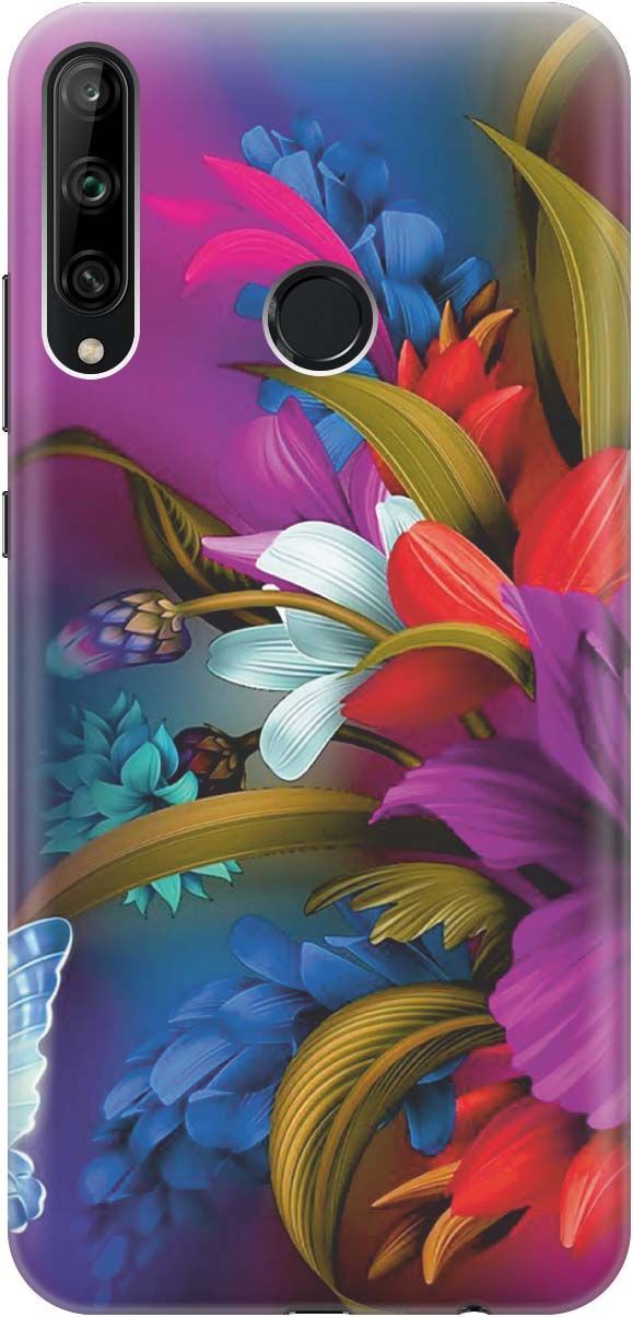 

Чехол на Honor 9C/Huawei P40 Lite E "Фантастические цветы", Зеленый;красный, 358