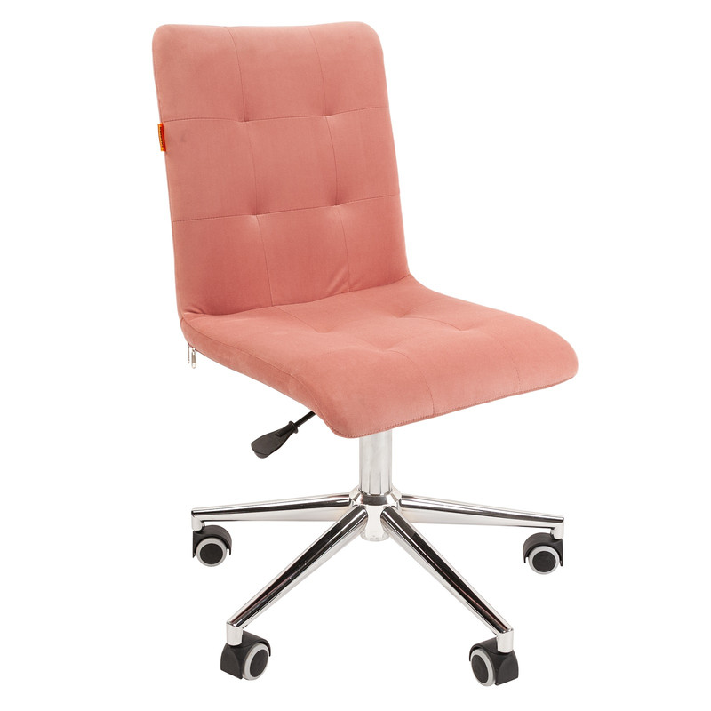 фото Компьютерное кресло chairman 030 хром, без подлокотников, ткань розовый