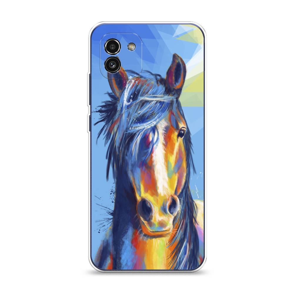 

Чехол на Samsung Galaxy A03 "Лошадь арт 3", Голубой;желтый;синий, 2104950-1