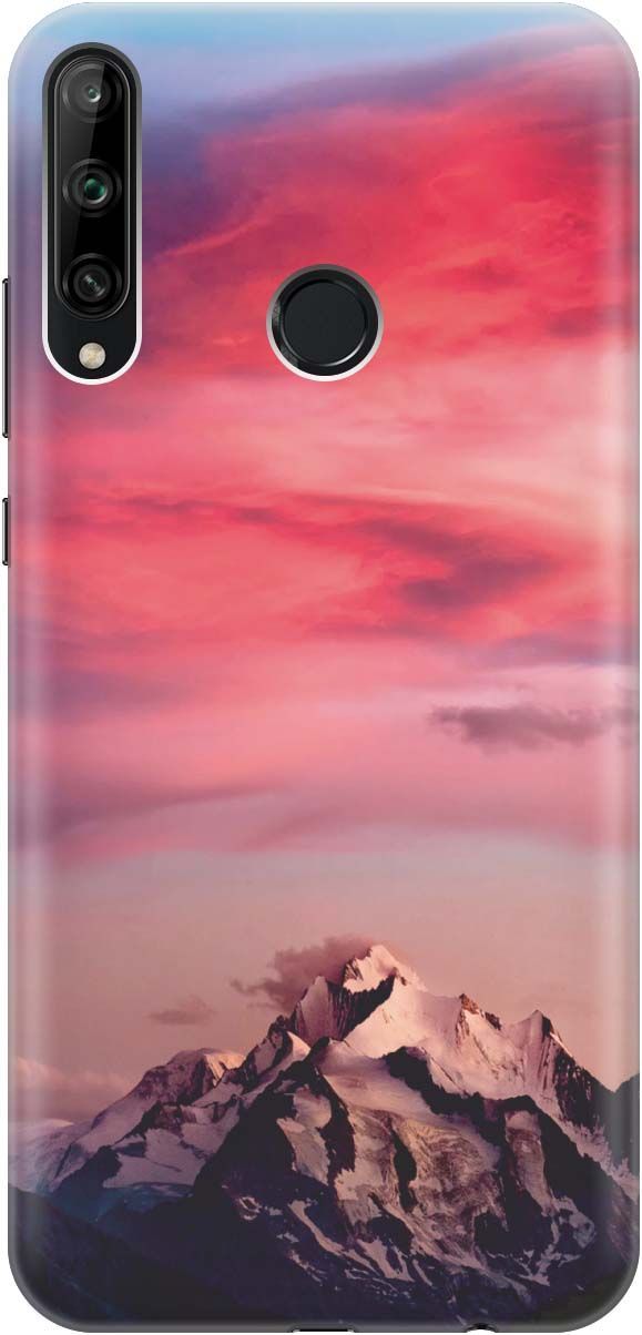 

Чехол на Honor 9C/Huawei P40 Lite E "Горы и небо", Коричневый;розовый, 358