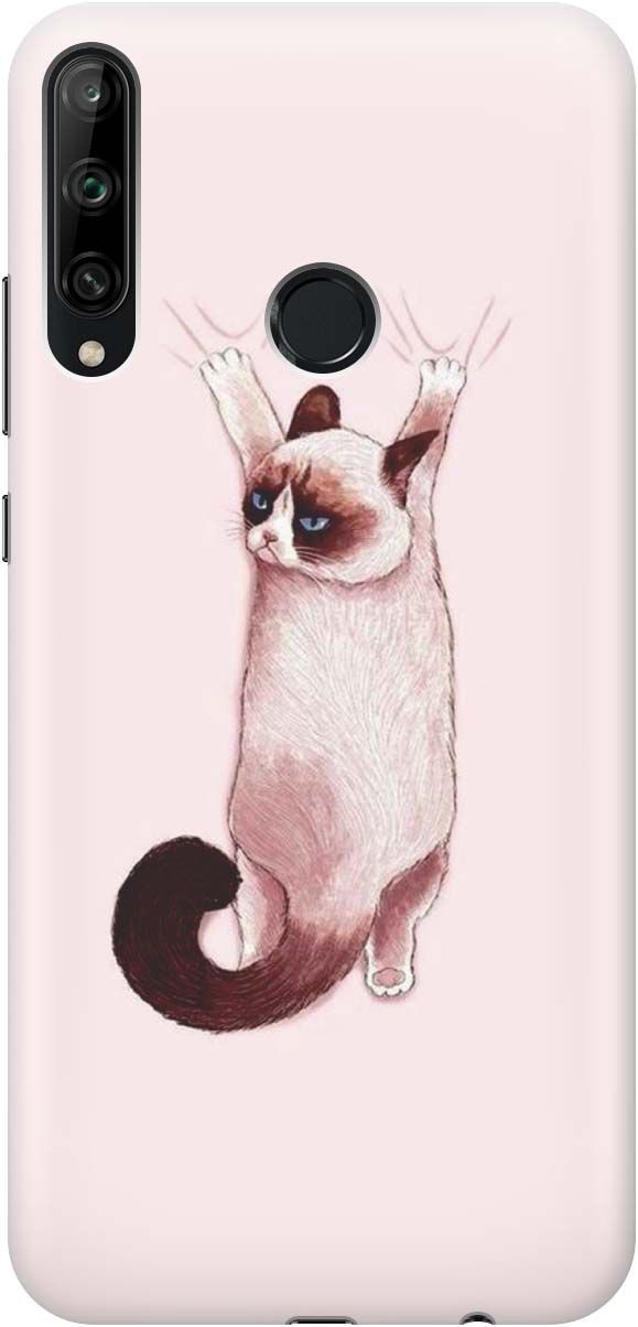 

Чехол на Honor 9C/Huawei P40 Lite E "Недовольный кот", Белый;розовый, 358