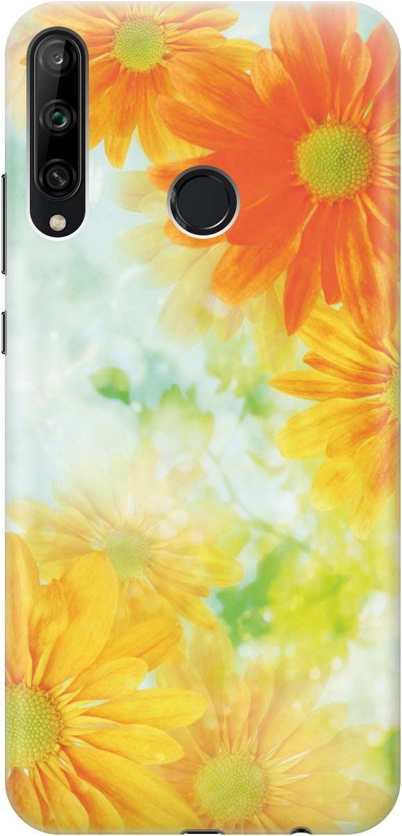 

Чехол на Honor 9C/Huawei P40 Lite E "Оранжевые цветы", Желтый;зеленый, 358