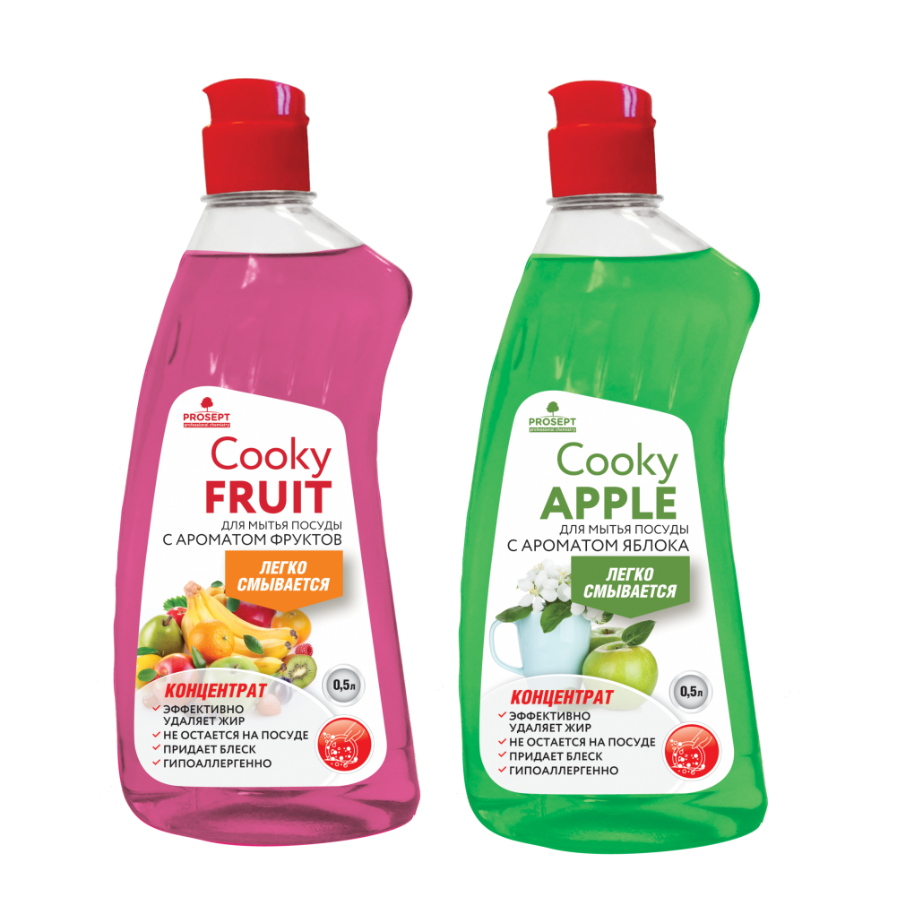 

Набор Гелей для мытья посуды Prosept Cooky Apple 500 мл Cooky Fruit 500 мл, Cooky