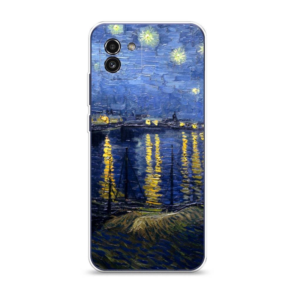 

Чехол на Samsung Galaxy A03 "Звездная ночь над Роной", Синий;желтый, 2104950-4
