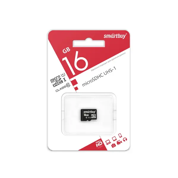 Карта памяти SmartBuy Micro SDHC 16Гб SB16GBSDCL10-00